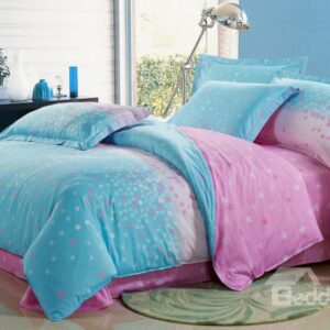 Lovely Light Pink and Blue 4 Piece Floral Active Print Bedding Sets
