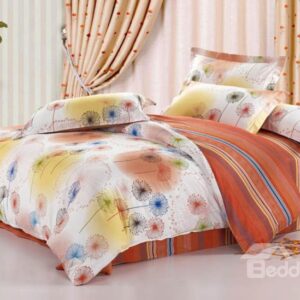 New Arrival Colorful Dandelion Print European style 4 Piece Bedding Sets