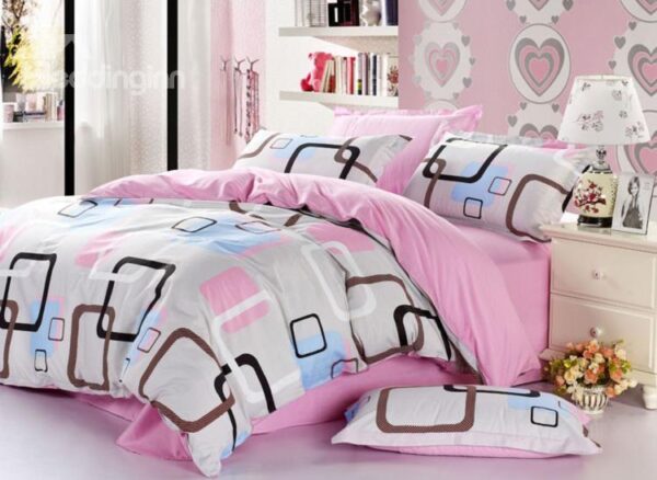 100% Cotton Classical Plaid 4 Piece Duvet Cover Sets