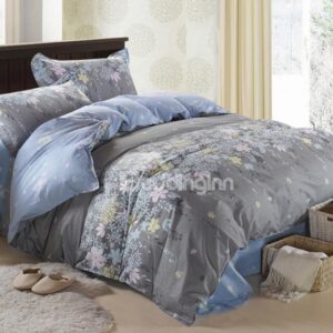 High Quality 4 Piece Rosemary Print Dun and Blue Bedding Sets