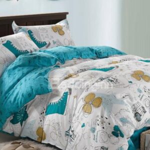 Fashionable Scrawl Print 100% Cotton 4 Piece Bedding Sets