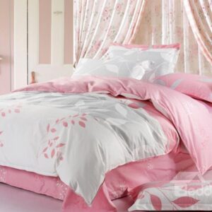 Fantastic White and Pink with Graceful Leaves 4 Piece Bedding Sets