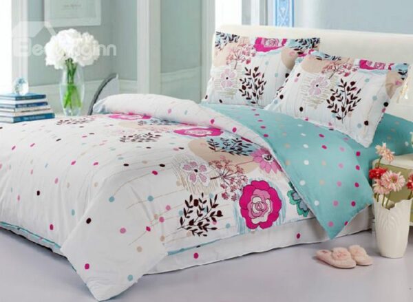 Bright Colorful Dots Active Priting 4 Piece Bedding Sets
