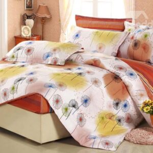 New Arrival Colorful Dandelion Print European style 4 Piece Fitted Sheet Bedding sets