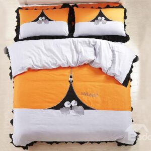 New Arrival 100% Cotton Cartoon Princess Style Ruffles 4 Piece Bedding Sets/Duvet Cover Sets