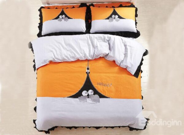 New Arrival 100% Cotton Cartoon Princess Style Ruffles 4 Piece Bedding Sets/Duvet Cover Sets