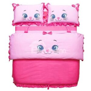 100% Cotton Princess Style Cartoon Cat 4 Piece Bedding Sets/Duvet Cover Sets