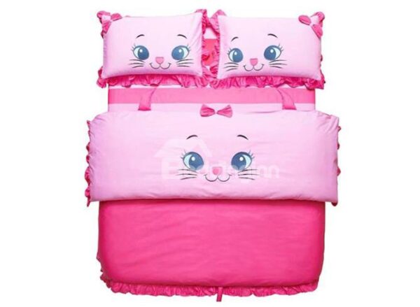 100% Cotton Princess Style Cartoon Cat 4 Piece Bedding Sets/Duvet Cover Sets