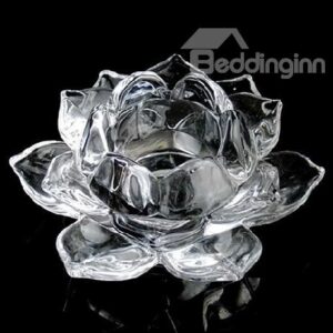 New Arrival Glass Lotus Shape Two Pieces Candle Holder