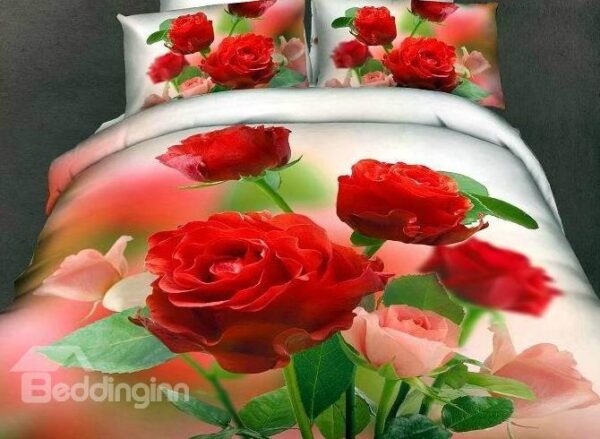 New Arrival High Quality 100% Cotton Gorgeous Flowers 4 Piece Bedding Sets/Duvet Cover Sets