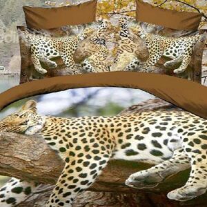High Quality Leopard Resting on the Tree 4 Piece Polyester 3D Duvet Cover Sets