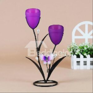 New Arrival Wrought Iron Butterfly with two Heads Candle Holder