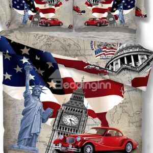 New Arrival 100% Cotton American Element World Fashion 4 Piece Bedding Sets/Duvet Cover Sets
