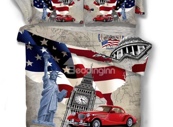 New Arrival 100% Cotton American Element World Fashion 4 Piece Bedding Sets/Duvet Cover Sets