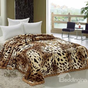 New Arrival High Quality Super Soft Leopard Print Double-Layer Thick Raschel Blanket