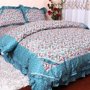 Floral Lace Edge and Bowknot Princess 4 Piece Cotton Bedding Sets