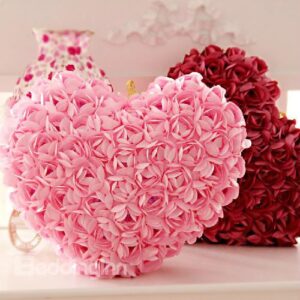 New Arrival Sweet Design Rose Love Heart Shape Throw Pillow