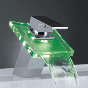 New Arrival Single Handle waterfall LED Three Color Faucet Changing Color by Temperature for Kitchen/Bathroom