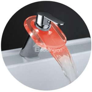 Single Handle LED Waterfall Temperature Control Three Color Changing Bathroom & Kitchen Faucet