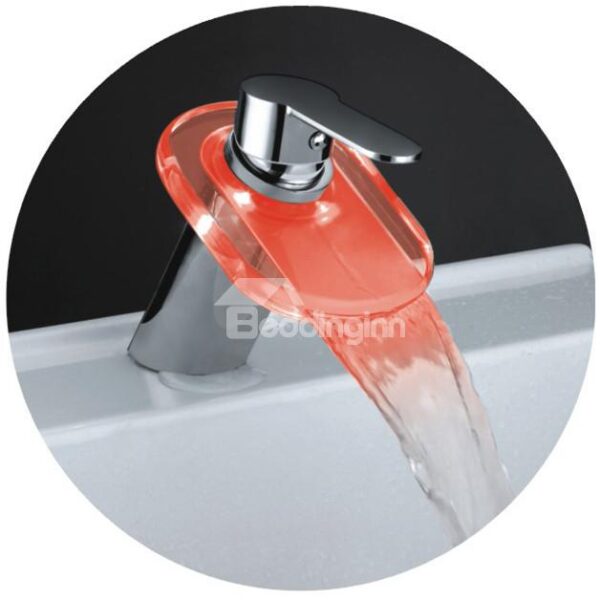 Single Handle LED Waterfall Temperature Control Three Color Changing Bathroom & Kitchen Faucet