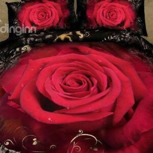 New Arrival High Quality 100% Cotton Blooming Rose 4 Piece Bedding Sets/Duvet Cover Sets