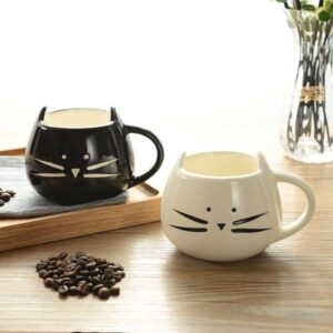 New Arrival 2-Pieces Lovely Black and White Cat Lovers Ceramic Cup