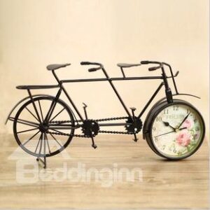 Creative Rustic Vintage Wrought Iron Bicycle Shape Mute Clock