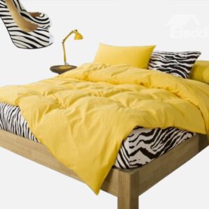 New Arrival 100% Cotton Korean Style Zebra Yellow 4 Piece Bedding Sets/Duvet Cover Sets