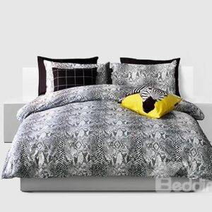 100% Cotton Fashional Snake Print 4 Piece Bedding Sets