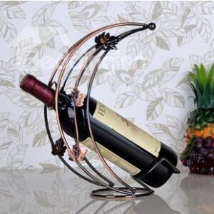 Creative Moon-shape with Leaves Wrought Iron Artware Wine Rack