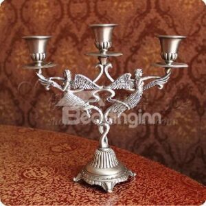 Unique Russian Tin Crafts Relief Sculpture of Goddess Three-head Candle Holder
