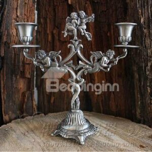 New Arrival Russian Tin Crafts Relief Sculpture of Angel Two-head Candle Holder