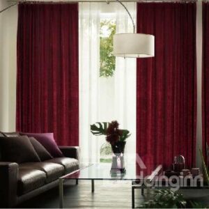 High Class Vintage Chenille Thicken Wine Red One-piece Curtain