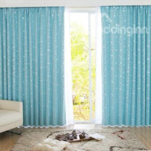 Elegant Light Blue Window Shade Two-piece Curtain with Beautiful Pattern