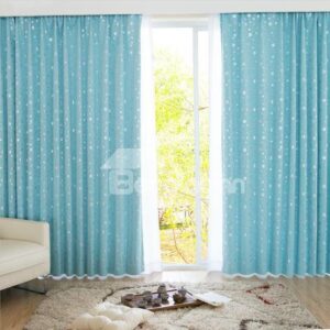 High Quality Light Blue Window Shade One piece Curtain with Beautiful Pattern