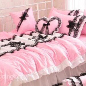 Beautiful Lace Pink 4 Piece Cinderella Duvet Cover Sets