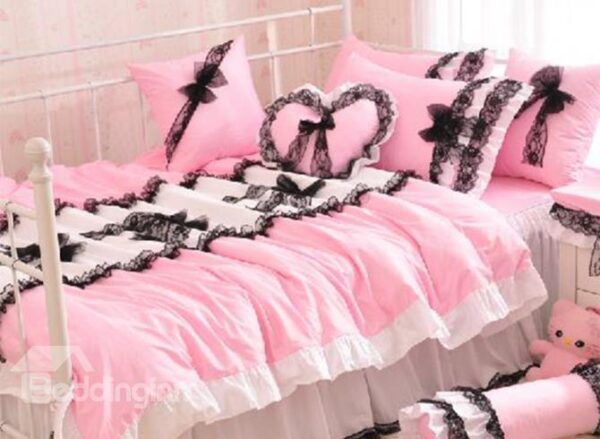 Beautiful Lace Pink 4 Piece Cinderella Duvet Cover Sets