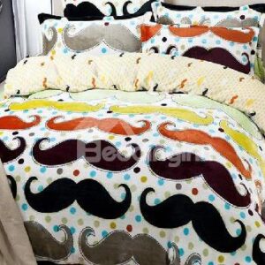 New Arrival Coral Fleece Beard Pattern 4 Piece Duvet Cover Sets