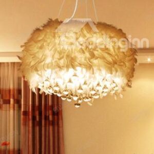 Fsahion Modern Feather Decorative Crystal Droplight