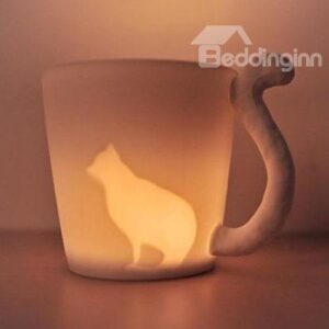 Fairy Tale Little Cat Ceramic Candle Holder Mug