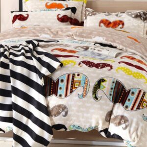New Arrival Coral Fleece Fashionable Beard Pattern 4 Piece Bedding Sets /Duvet Cover Sets
