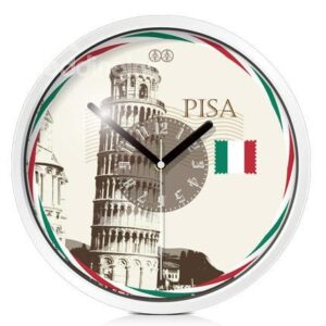 Vintage Italian the Leaning Tower of Pisa Pattern Mute Wall Clock