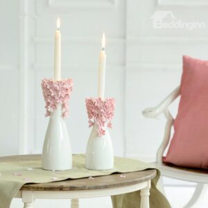 Elegant Lovely Flower Blossom Ceramic Artistic Candle Holder Two Color
