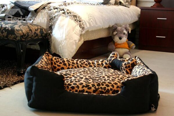 New Arrival Fashion Strong 500D Oxford Fabric Leopard Warm Pets Kennel Sets