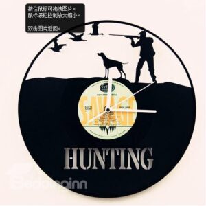 Acrylic Hunter and Dog Vinyl Records Mute Wall Clock