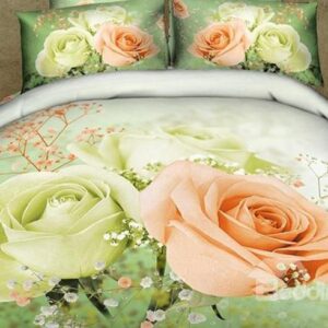 New Arrival Gorgeous Blooming Mint Rose Print 4 Piece Bedding Sets/Duvet Cover Sets