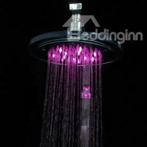 8 Inches Round LED Top Shower Head with Color Changing by Temperature