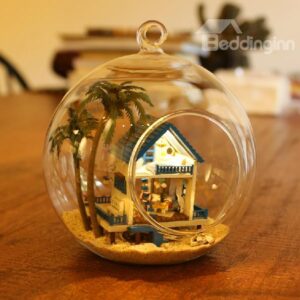 New Arrival Unique Handcraft DIY Christmas Gift Romantic Mini Aegean Sea Cabin Including Ironstand