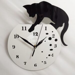 Naughty Cat Acrylic Wall Clock with DIY Dial and Hands Feature