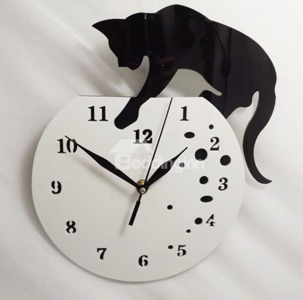 Naughty Cat Acrylic Wall Clock with DIY Dial and Hands Feature